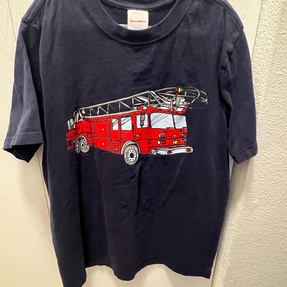 Hanna Andersson Blue Red Fire Truck Tee